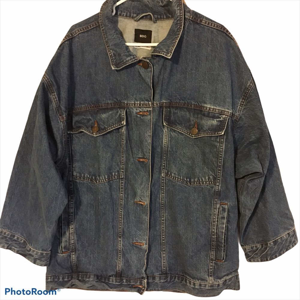 Relaxed oversized denim boyfriend jacket One Size